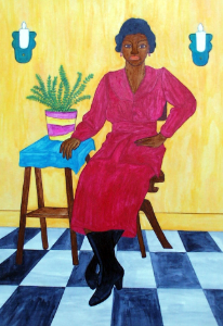Lady in Red Dress by Lloyd Toone, 1980